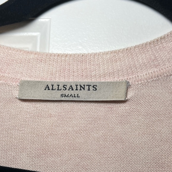 All Saints Soft Pink Knit Top with Silk detail - Small - Picture 2 of 8